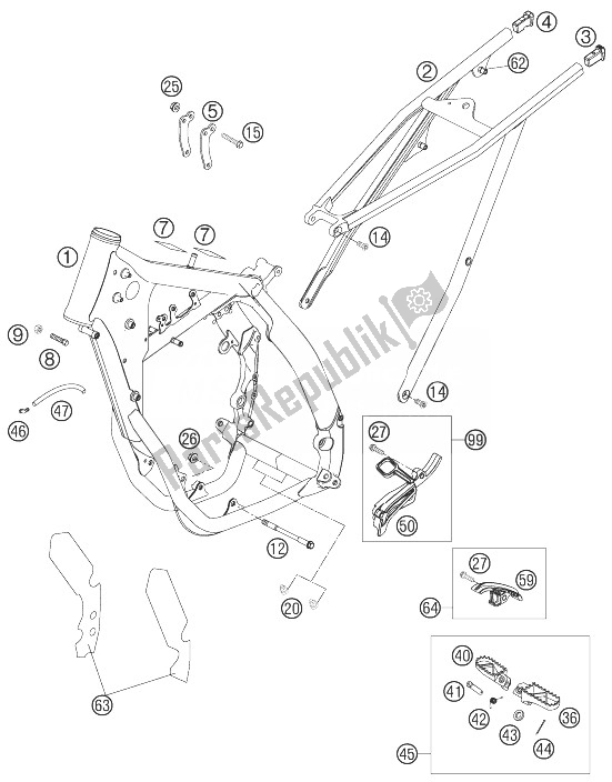 Tutte le parti per il Frame, Sub Frame del KTM 450 SX F Europe 2007