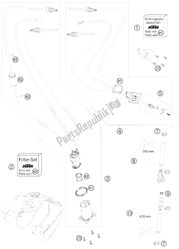 All parts for the Fuel Pump of the KTM 690 Duke Orange Australia United Kingdom 2009