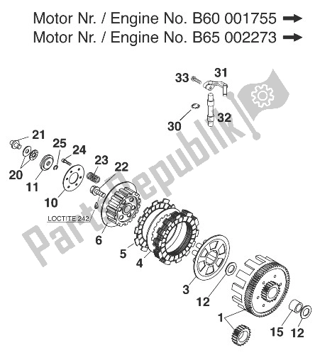 All parts for the Clutch 60/65 Ccm Ii 2000 of the KTM 60 SX Europe 1998