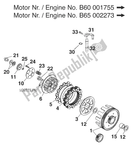 Toutes les pièces pour le Embrayage 60/65 Ccm Ii 2000 du KTM 60 SX Europe 1999