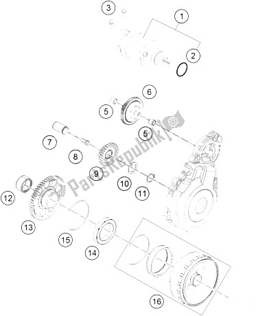 All parts for the Electrical Starter of the KTM 350 EXC F Australia 2016