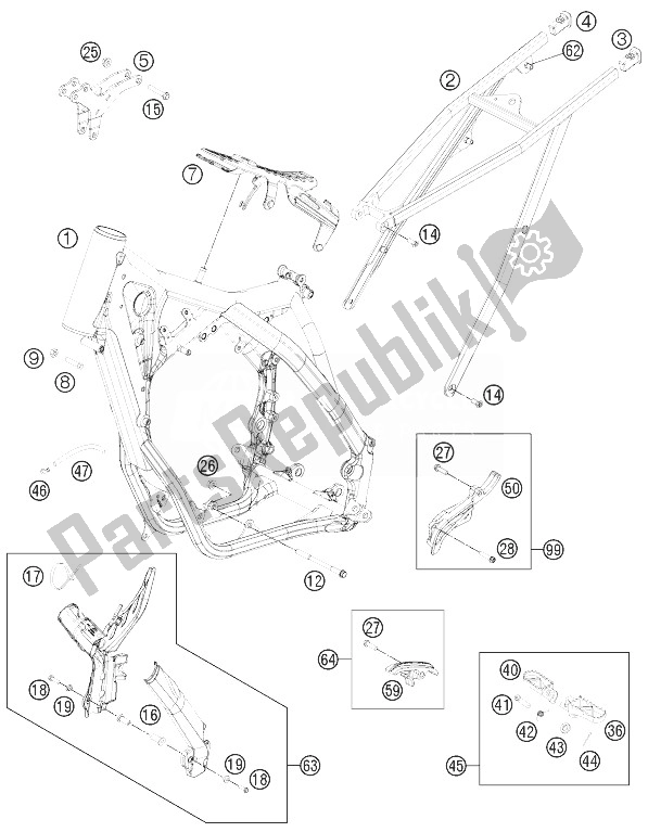 Tutte le parti per il Telaio del KTM 250 SX USA 2013