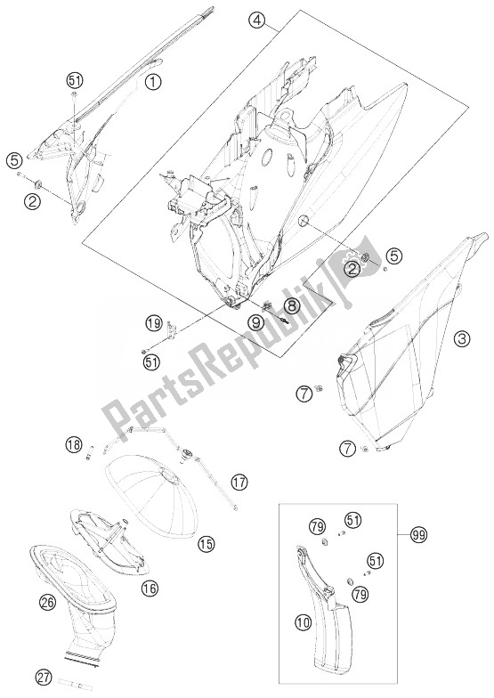 All parts for the Air Filter of the KTM 125 SX USA 2013