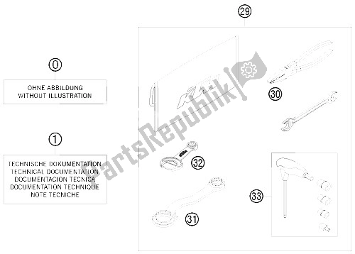 All parts for the Accessories Kit of the KTM 200 EXC Australia 2008