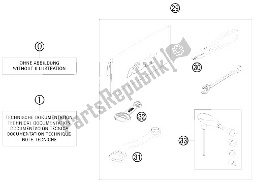 Alle onderdelen voor de Accessoireset van de KTM 300 EXC Factory Edit Europe 2011