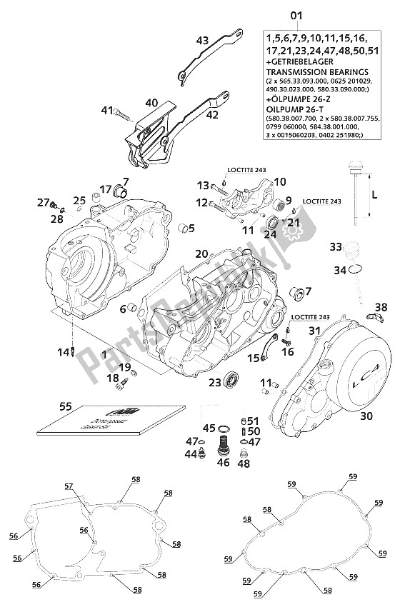 Todas las partes para Cárter 400/620 Sc 2001 de KTM 620 SC Europe 2000