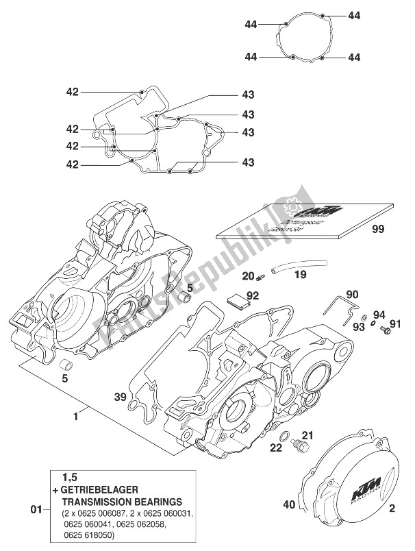 All parts for the Crankcase 200 Egs Sgp '2000 of the KTM 200 EGS SGP Asia 1999