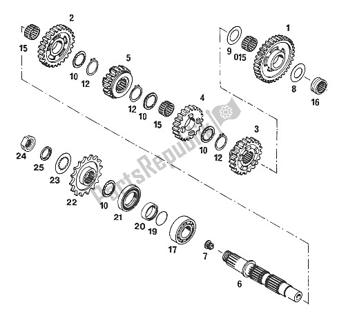 All parts for the Gearbox Ii 350-620 Lc4'94 of the KTM 620 Super Comp WP 19 KW France 1995