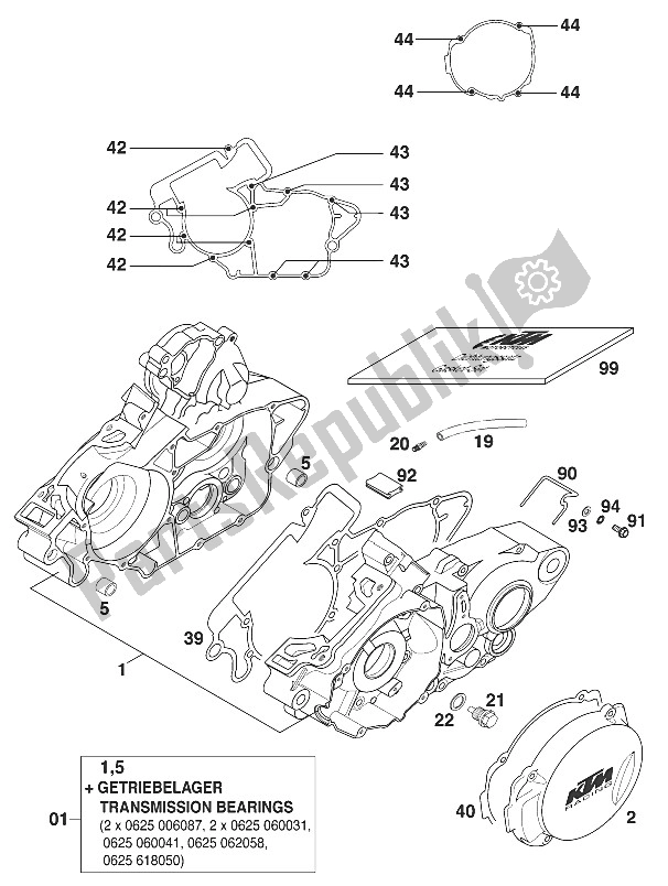 Tutte le parti per il Basamento 200 Egs Sgp '2000 del KTM 200 EXC SGP Asia 2000