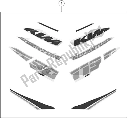 Todas as partes de Decalque do KTM 1190 ADV ABS Grey WES Europe 2013