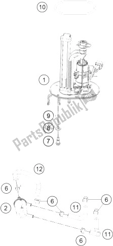 All parts for the Fuel Pump of the KTM RC 125 Black ABS Europe 2014