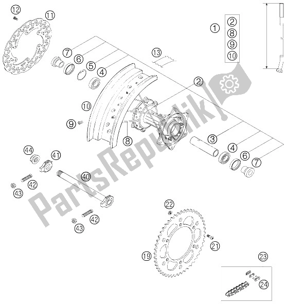 Todas las partes para Rueda Trasera de KTM 450 SMR Europe 2006