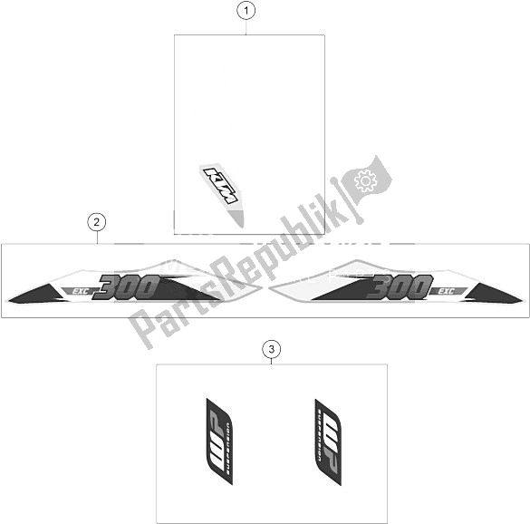 All parts for the Decal of the KTM 300 EXC Australia 2015