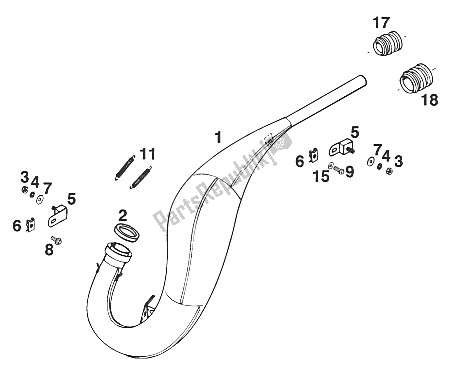 Tutte le parti per il Silenziatore 125 '96 del KTM 125 EGS M ö 6 KW Europe 1996