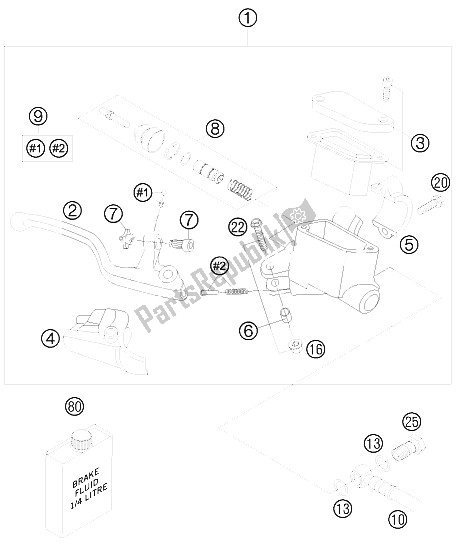 Todas las partes para Cilindro De Freno De Mano de KTM 85 SX 17 14 Europe 2009