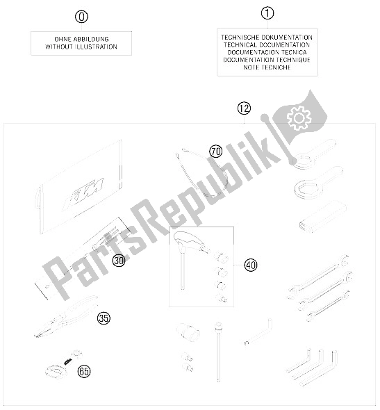 All parts for the Accessories Kit of the KTM 990 Adventure R Europe 2009