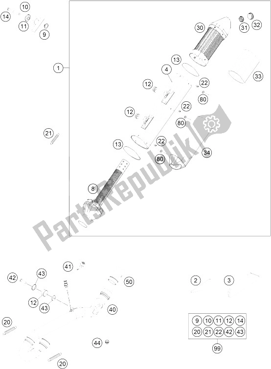 All parts for the Exhaust System of the KTM 500 EXC SIX Days Europe 2012