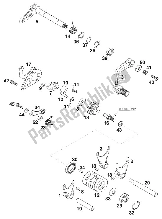 Todas las partes para Mecanismo De Cambio De Marcha 125/200 '98 de KTM 200 EXC Jackpiner 97 USA 1997