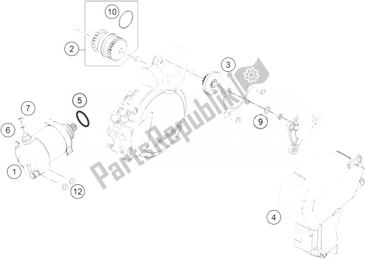 All parts for the Electric Starter of the KTM 200 EXC Europe 2014