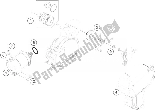 Wszystkie części do Rozrusznik Elektryczny KTM 200 XC W USA 2014