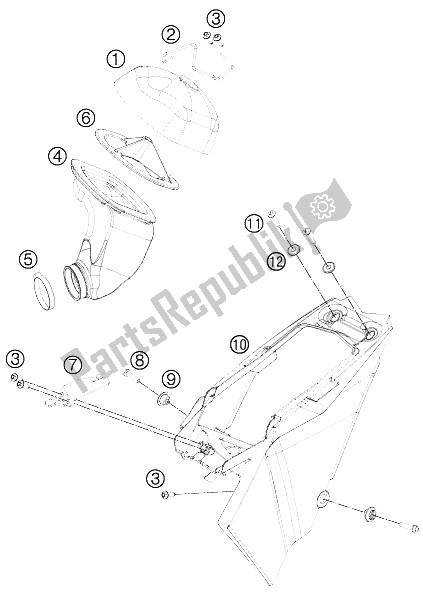 Todas as partes de Caixa De Filtro De Ar do KTM 65 SX Europe 2015