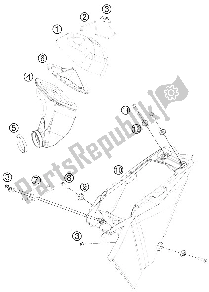 Tutte le parti per il Filtro Box Filtro Aria del KTM 65 SXS USA 2012