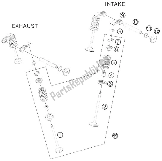 Todas las partes para Accionamiento De Válvula de KTM 125 Duke Europe 8026K4 2011