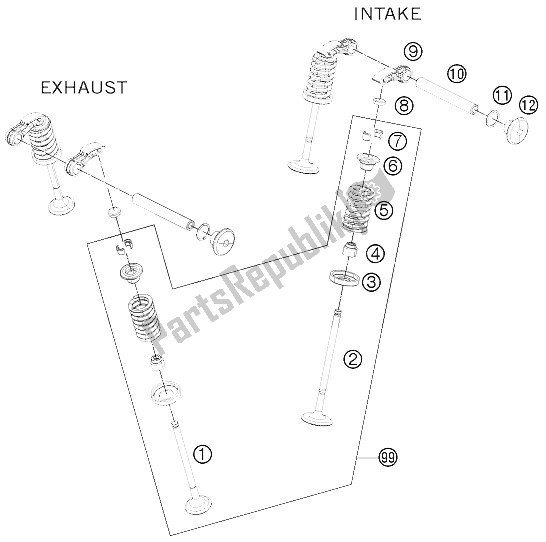 All parts for the Valve Drive of the KTM 200 Duke OR W O ABS B D 16 2016