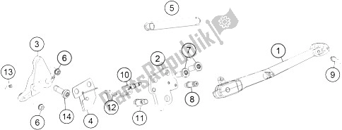 All parts for the Side Stand of the KTM 1290 Superduke R Orange ABS 16 France 2016