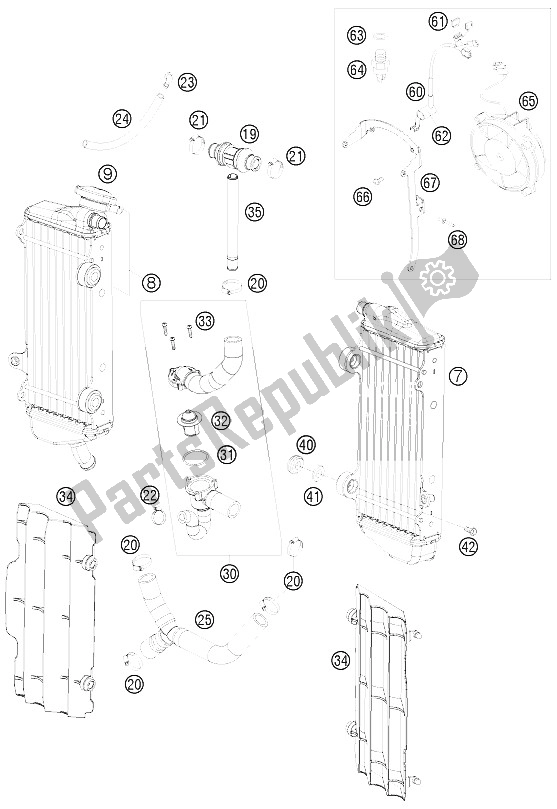 All parts for the Cooling System of the KTM 450 XCR W South Africa 2008