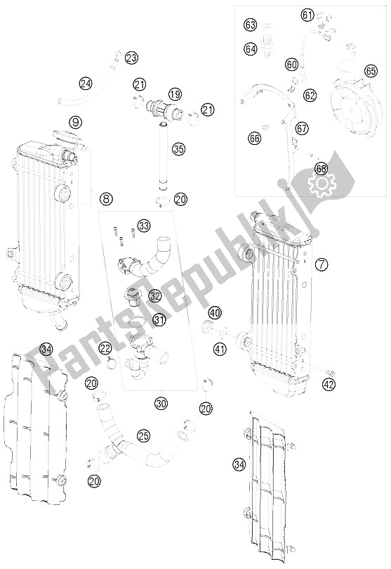 All parts for the Cooling System of the KTM 530 EXC R Europe 1 2008