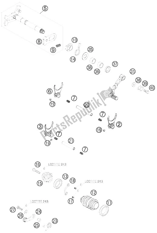 Todas las partes para Mecanismo De Cambio de KTM 505 SX ATV Europe 2009