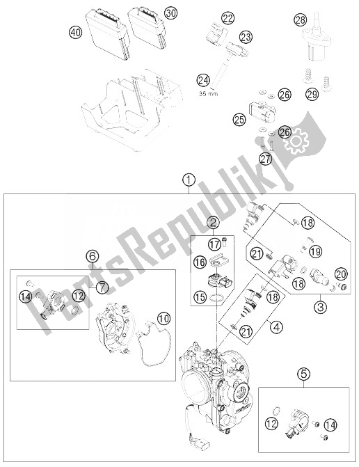 All parts for the Throttle Body of the KTM 690 Enduro R USA 2013