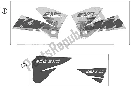 Alle onderdelen voor de Sticker van de KTM 450 EXC Racing Australia 2006