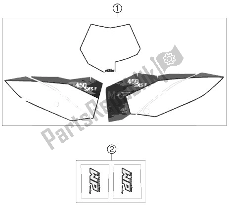 All parts for the Decal of the KTM 450 SXS F Europe 2007