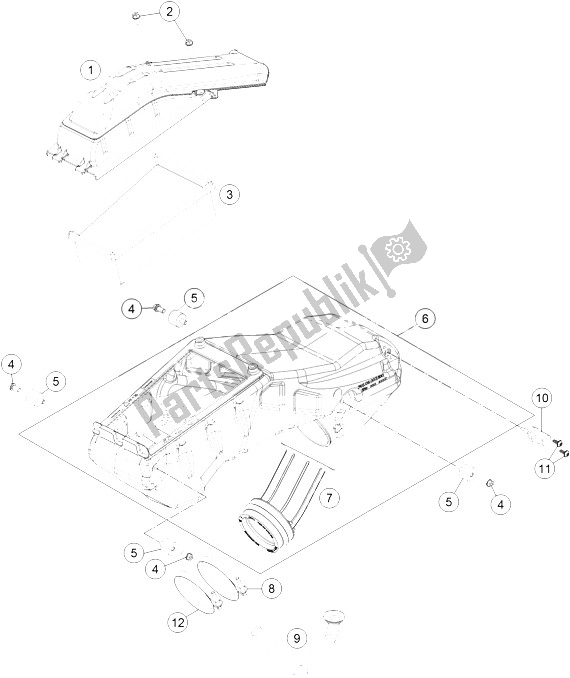 All parts for the Air Filter of the KTM 690 Enduro R ABS Australia 2015