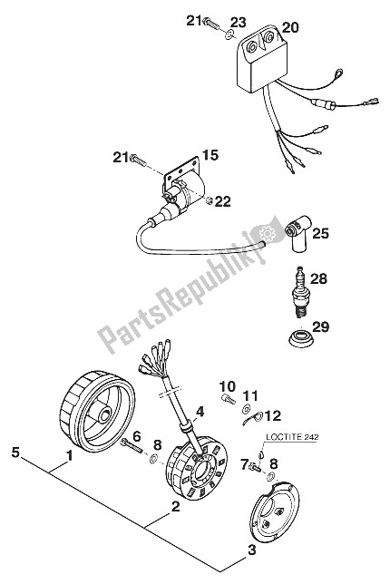 Tutte le parti per il Sistema Di Accensione Sem K11 / 60g-05 del KTM 125 EGS M ö 6 KW Europe 1996