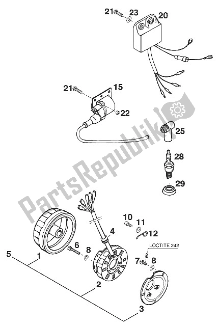 Todas as partes de Sistema De Ignição Sem K11 / 60g-05 do KTM 125 EXC M O Europe 1996