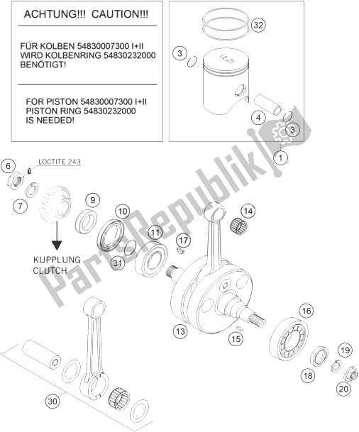 All parts for the Crankshaft, Piston of the KTM 250 EXC SIX Days Europe 2010