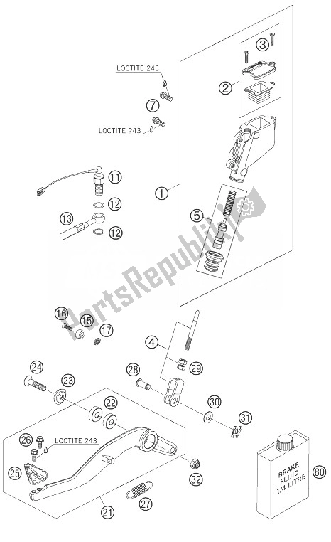 All parts for the Rear Brake Control of the KTM 950 Superenduro R Europe 2007