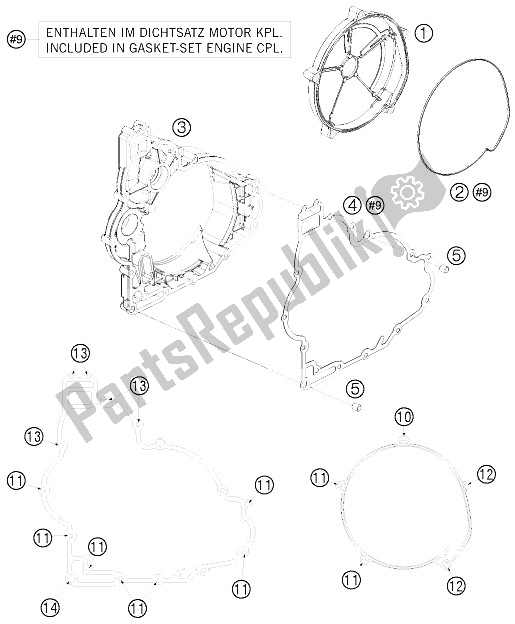 All parts for the Clutch Cover of the KTM 1190 RC 8 Black France 2009