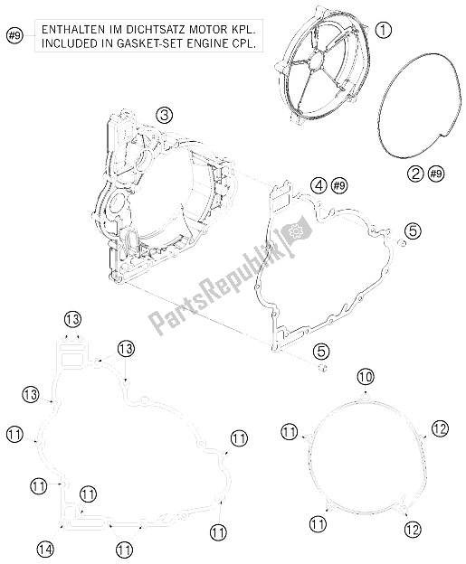 All parts for the Clutch Cover of the KTM 1190 RC 8 R Japan 2009