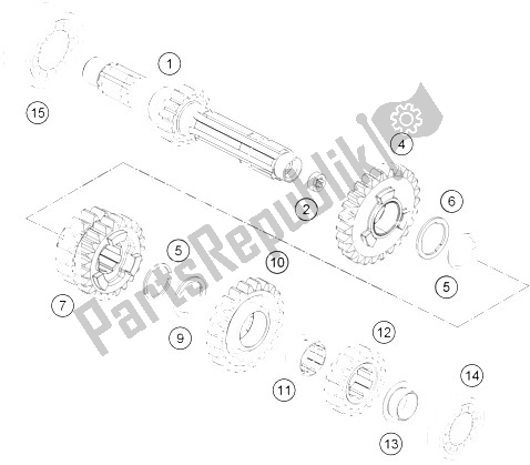 Toutes les pièces pour le Transmission I - Arbre Principal du KTM Freeride 250 R Australia 2015