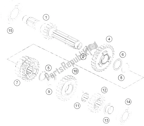 Todas as partes de Transmissão I - Eixo Principal do KTM Freeride 250 R Europe 2016