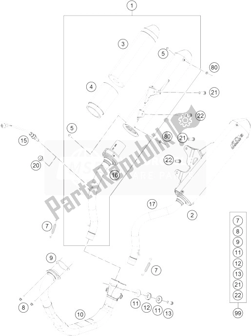 All parts for the Exhaust System of the KTM Freeride 350 Australia 2014