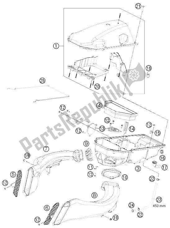 All parts for the Air Filter of the KTM 1190 RC8 R Black France 2011