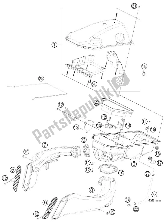 All parts for the Air Filter of the KTM 1190 RC8 R Black France 2012