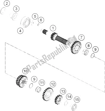 All parts for the Transmission I - Main Shaft of the KTM 250 Duke BL ABS B D 16 Japan 2016