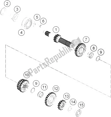 All parts for the Transmission I - Main Shaft of the KTM 250 Duke WH ABS B D 16 Europe 2016