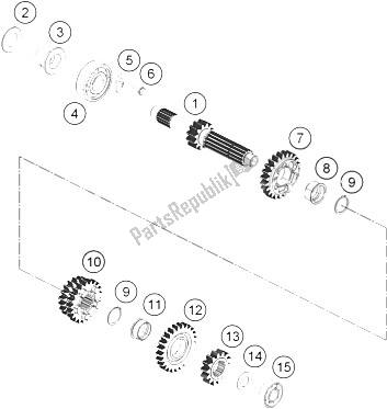 All parts for the Transmission I - Main Shaft of the KTM 390 Duke White ABS B D 16 Europe 2016